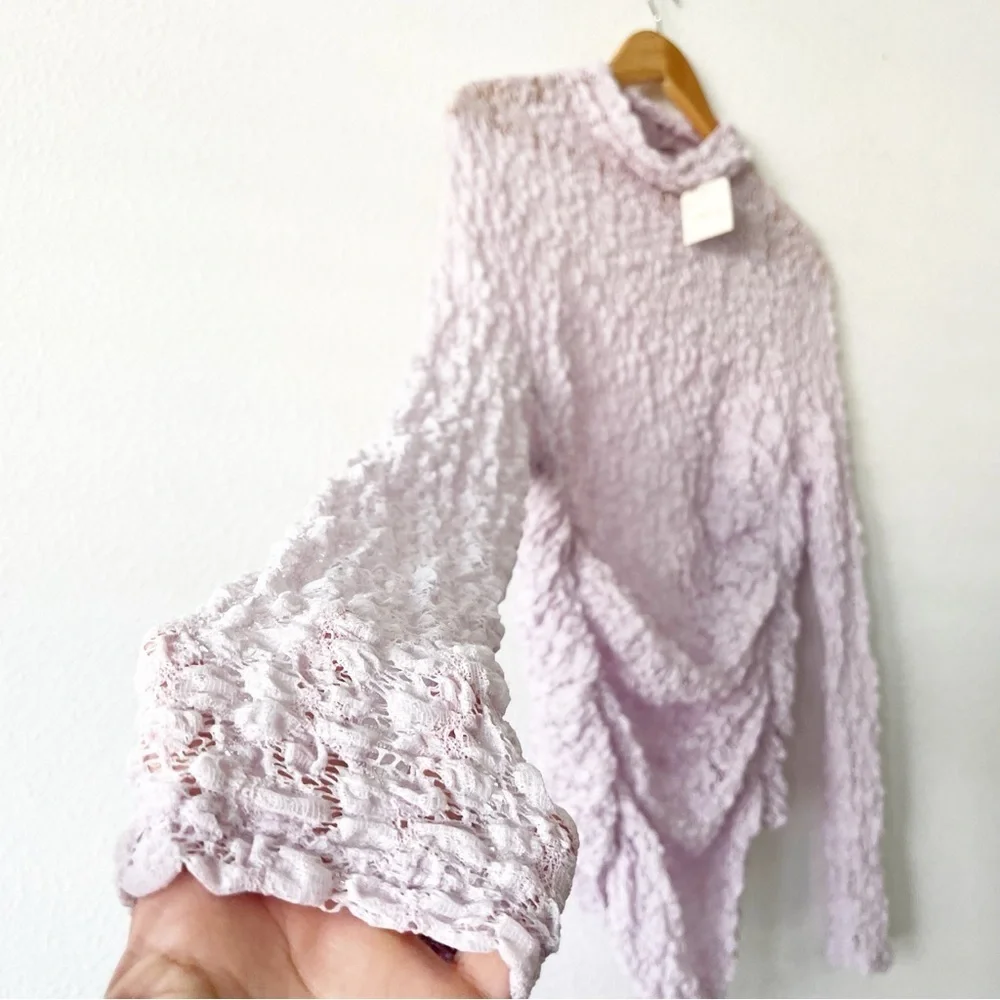 Free People Intimately Orchid Ice Lace Mesh Day N Night Long Sleeve Bodysuit